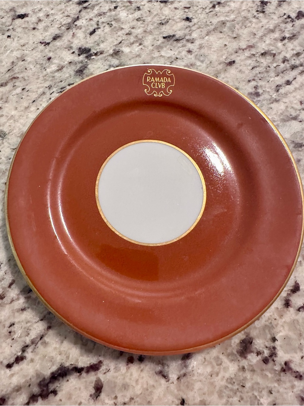 Vintage Ramada Club Shenango Restaurant Ware Saucer Brown Gold Trim